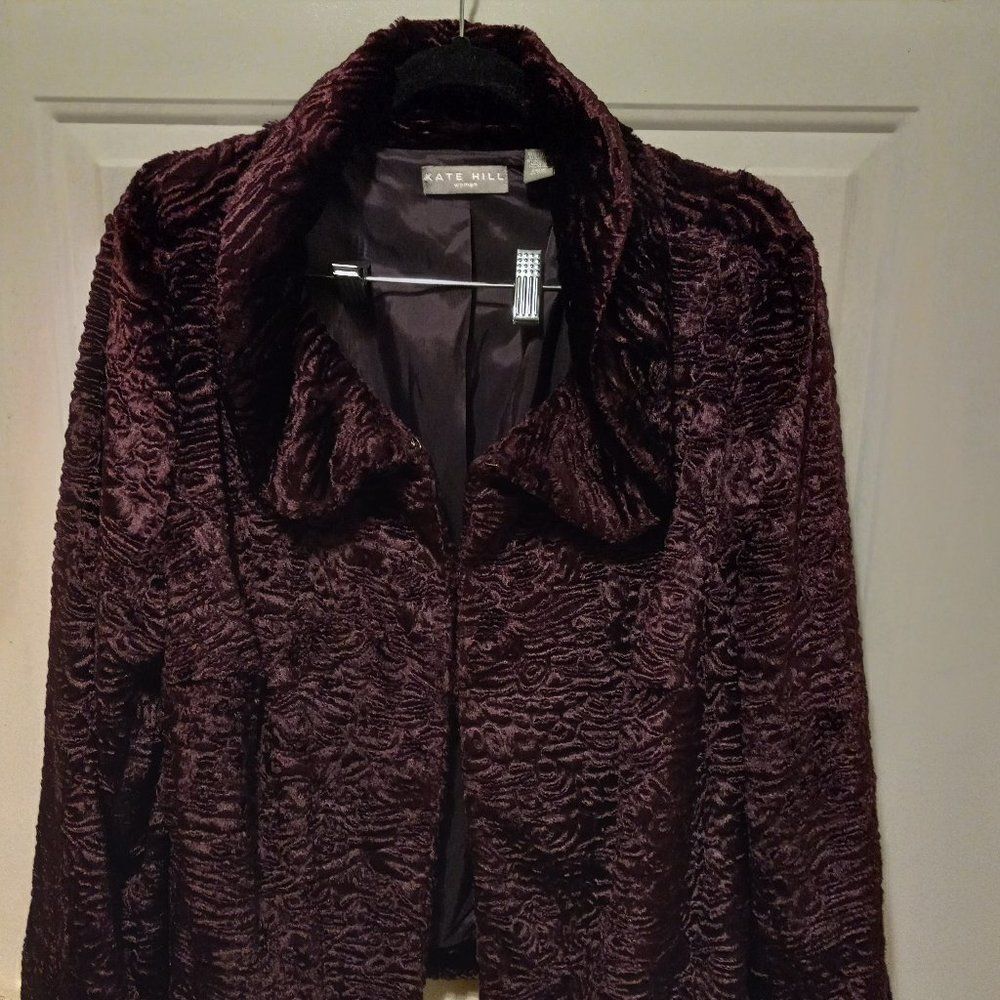 Kate Hill Deep Purple Faux Lambs Wool FurJacket